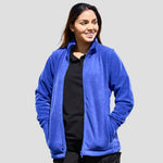 Model wearing the Orn Ladies Albatross Fleece 3260 in Royal Blue