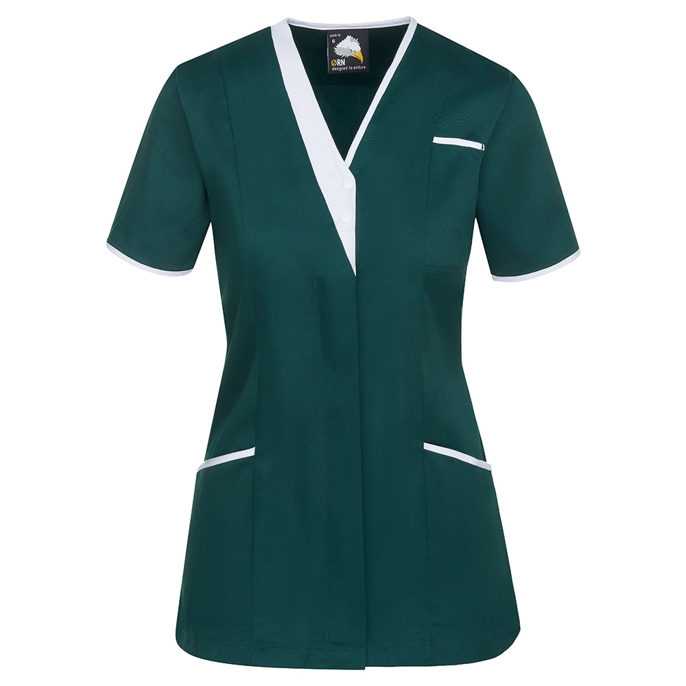Bottle green/White 8200 Tonia V Neck Ladies Tunic