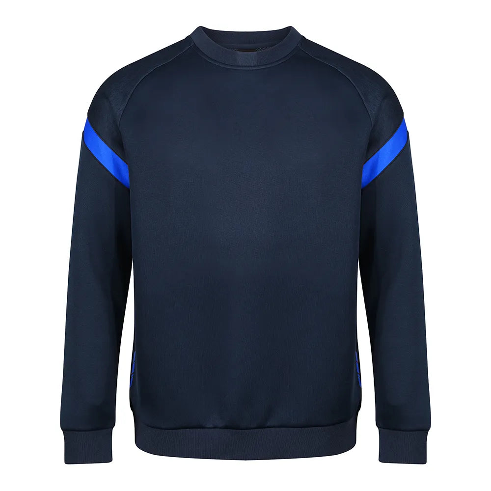 front view of Kinetic Sports Crew Neck Tech Top Navy royal