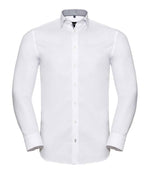 Russell Collection Long Sleeve Contrast Herringbone Shirt
