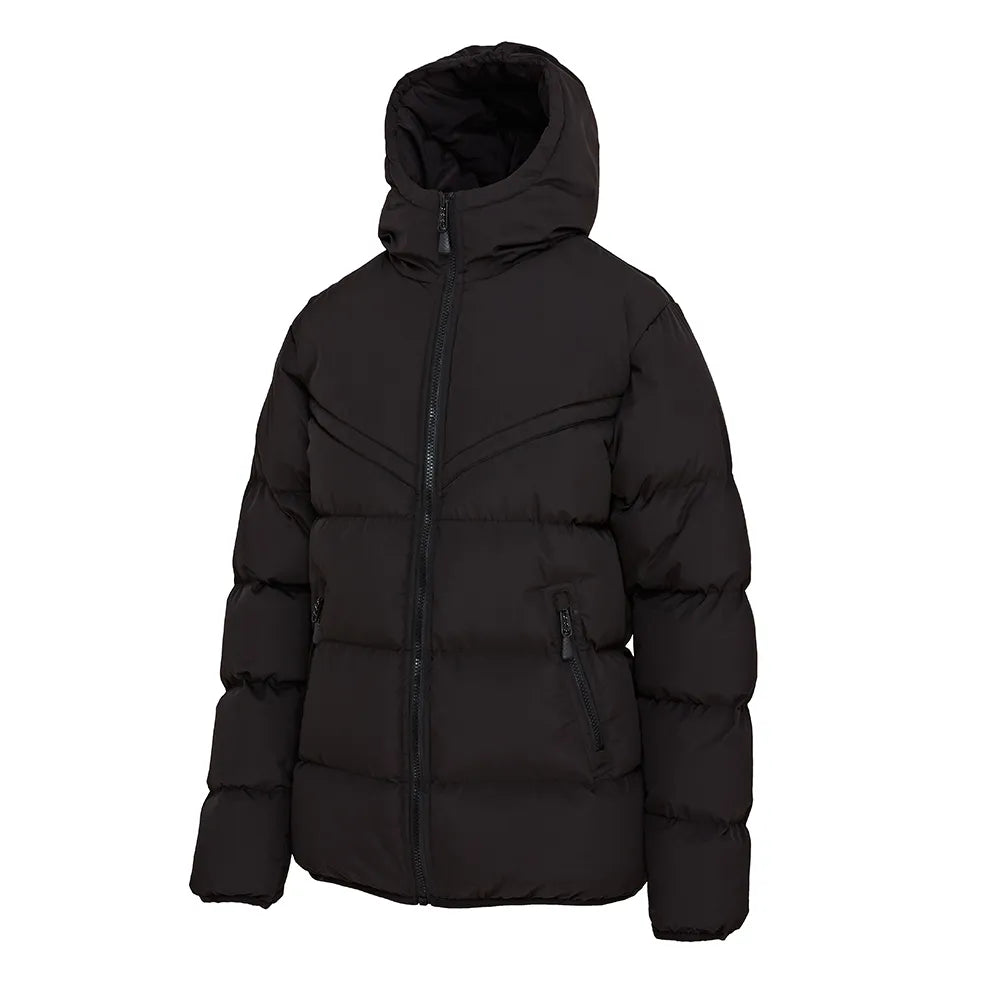 front view of Chevron Puffer Jacket (980) black