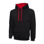 Black & red Uneek Contrast Hooded Sweatshirt UC507