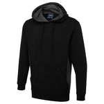 Black Uneek Two Tone Hooded Sweatshirt UC517 with grey hood on a white background