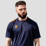 Model wearing Stuart Surridge Dual Games Shirt - Navy