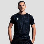 Model wearing the Stuart Surridge Impact T-Shirt in Navy