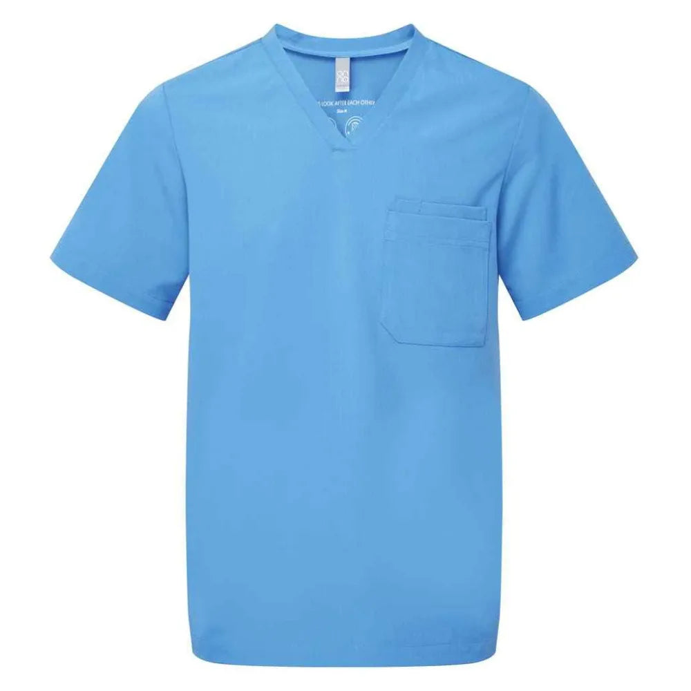 Light blue nurse tunic with a pocket on a white background
