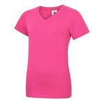 Pink v-neck ladies t-shirt