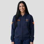 model wearing Cheshire Stars Netball Club Zoodie – Adult