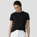 Model wearing the Orn Ladies Plover T-Shirt 1006 in Black