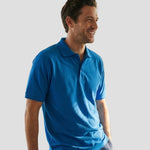 Model wearing the Orn Eagle Polo Shirt 1150 in Reflex Blue