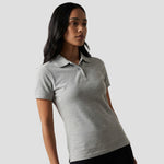 Model wearing the Orn Ladies Eagle Polo Shirt 1160 in Ash Grey
