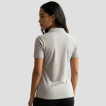 Rear view of model wearing the Orn Ladies Eagle Polo Shirt 1160 in Ash Grey