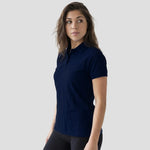Model wearing the Orn Ladies Eagle Polo Shirt 1160 in Navy