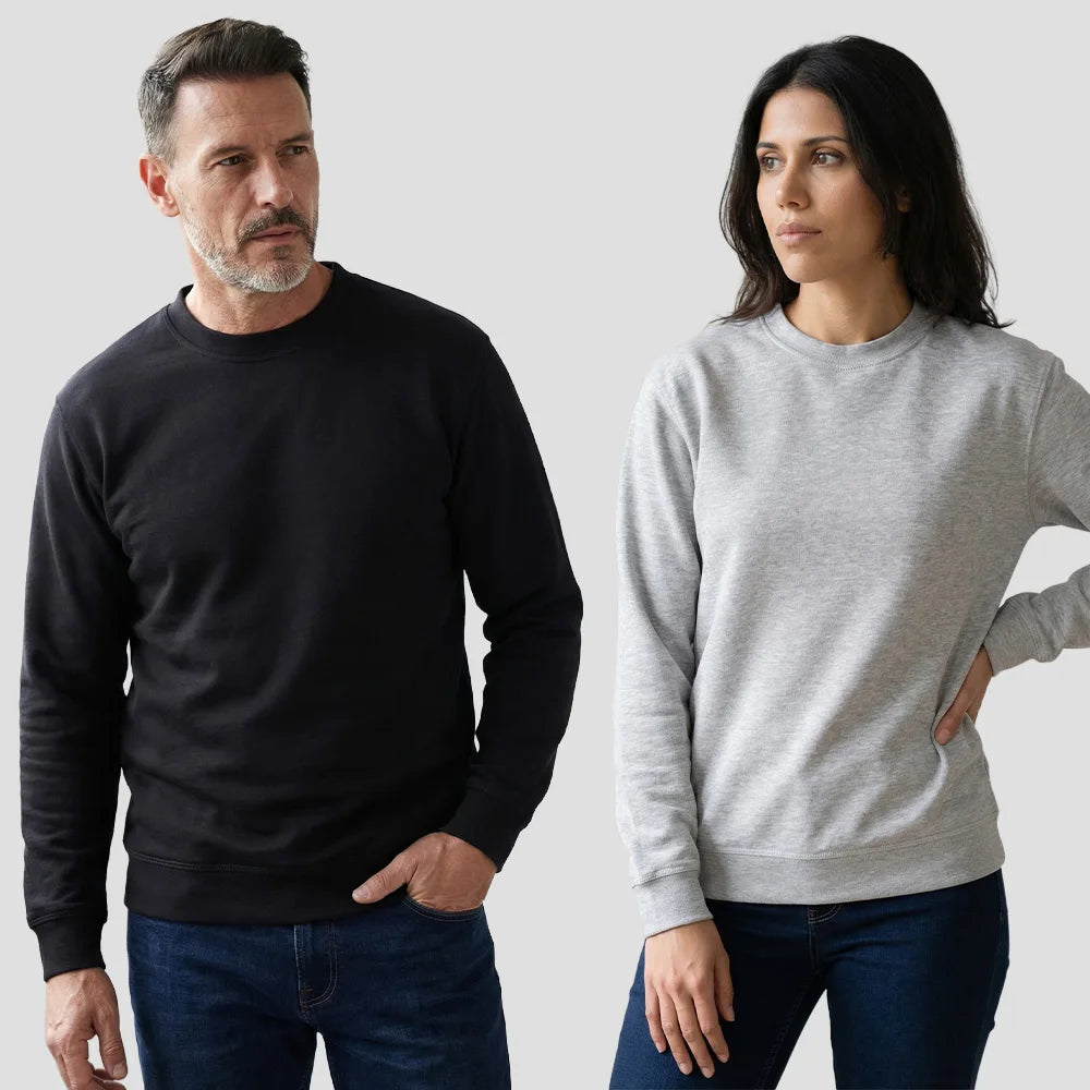 Models wearing the Orn Kite Sweatshirt 1250 in Black & Ash Grey