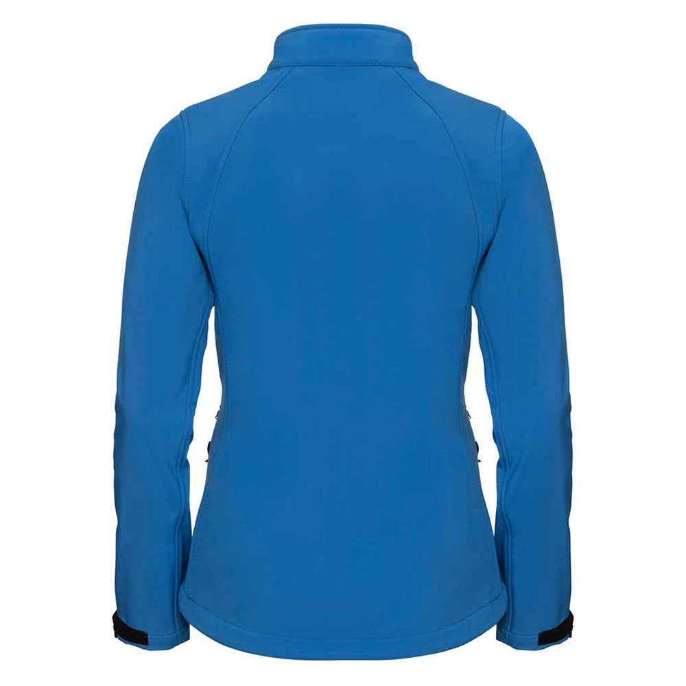 Azure back view of Russell Ladies Soft Shell Jacket