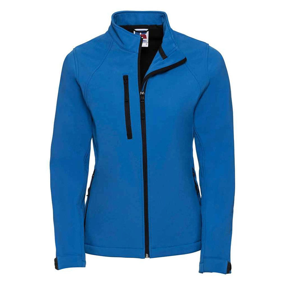 Azure front view of Russell Ladies Soft Shell Jacket