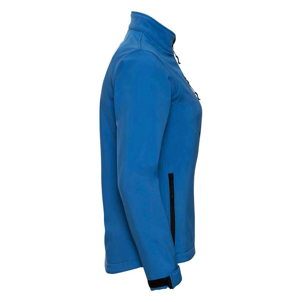 Azure side view of Russell Ladies Soft Shell Jacket