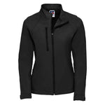 Black Front view of Russell Ladies Soft Shell Jacket