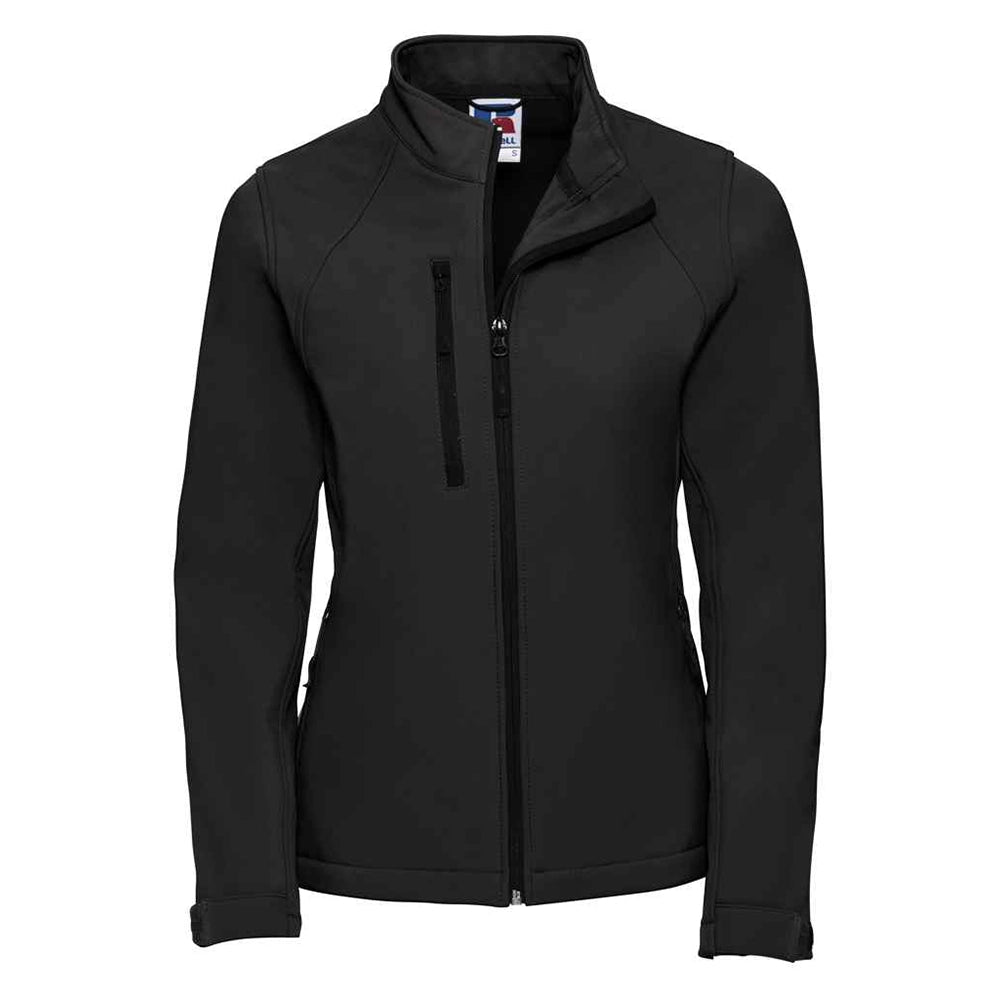 Black Front view of Russell Ladies Soft Shell Jacket