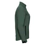 Bottle green side view of Russell Ladies Soft Shell Jacket