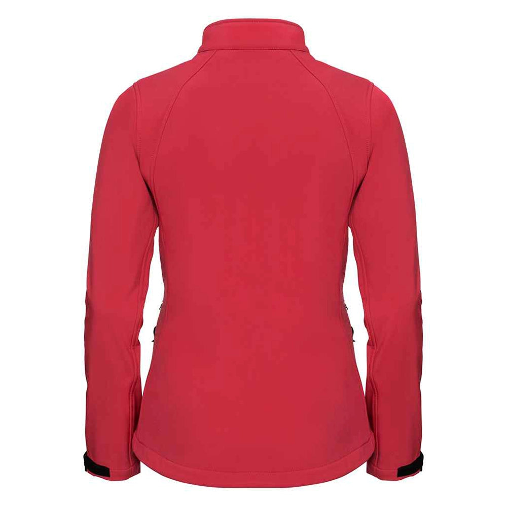 Red back view of Russell Ladies Soft Shell Jacket