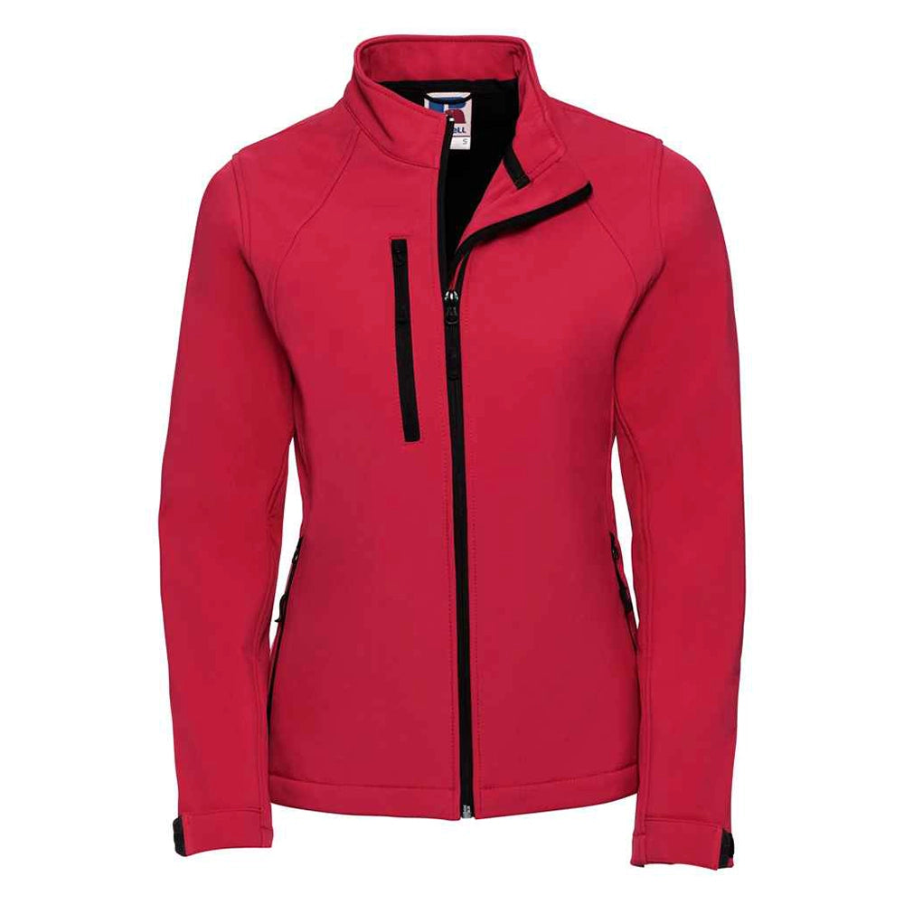 Red front view of Russell Ladies Soft Shell Jacket