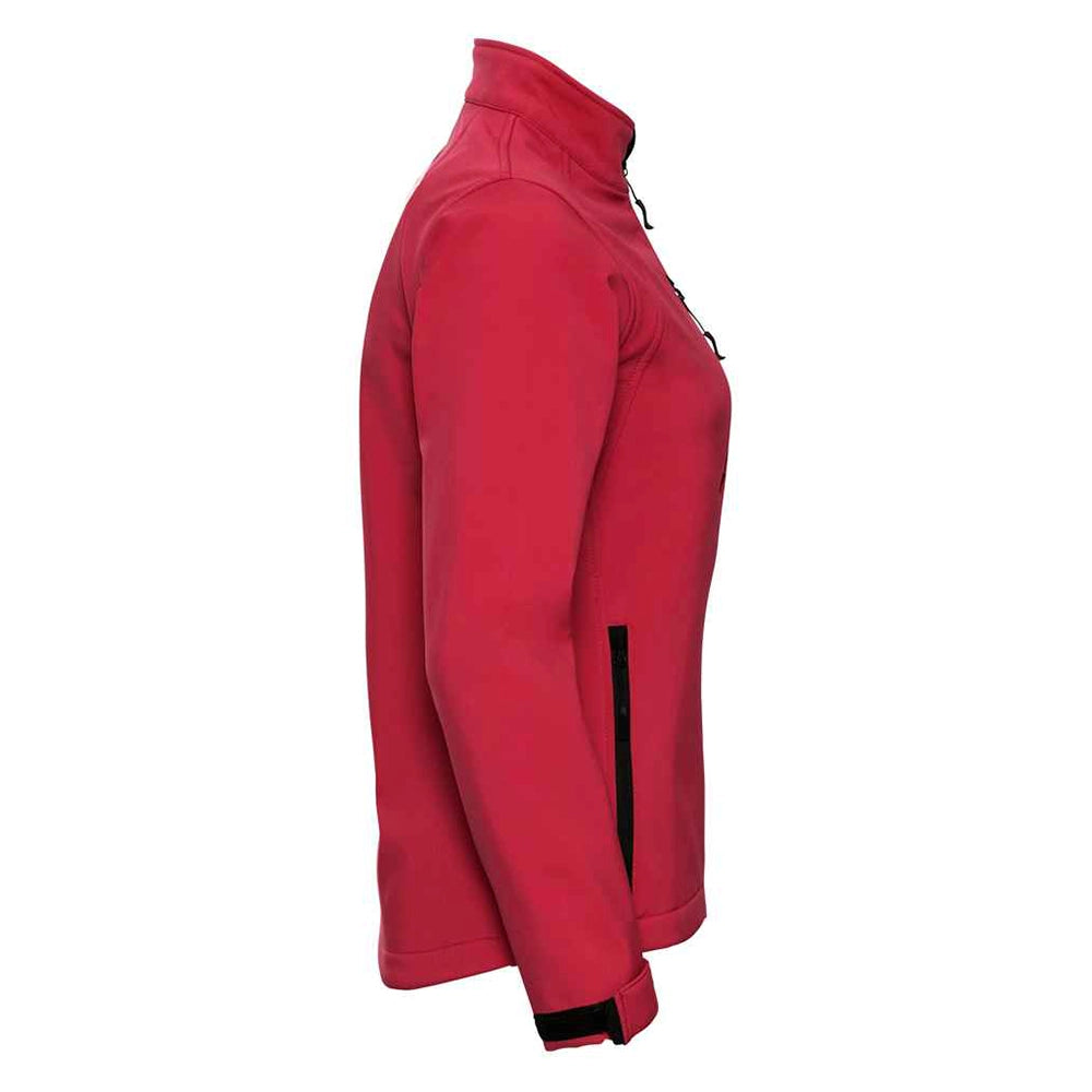 Red side view of Russell Ladies Soft Shell Jacket