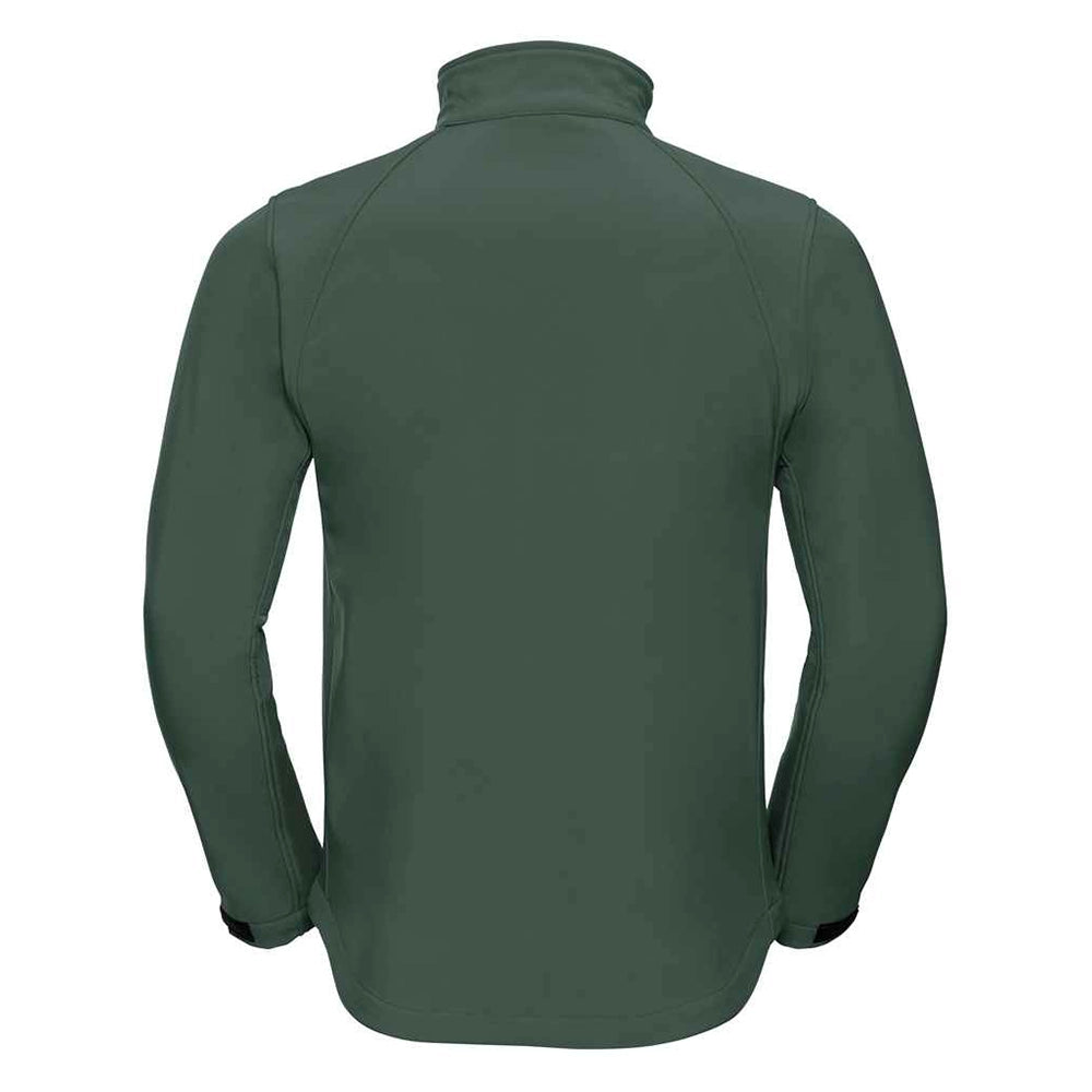 A back view of a bottle green Russell Soft Shell Jacket