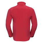 A back view of a red Russell Soft Shell Jacket