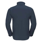 A back view of a navy Russell Soft Shell Jacket