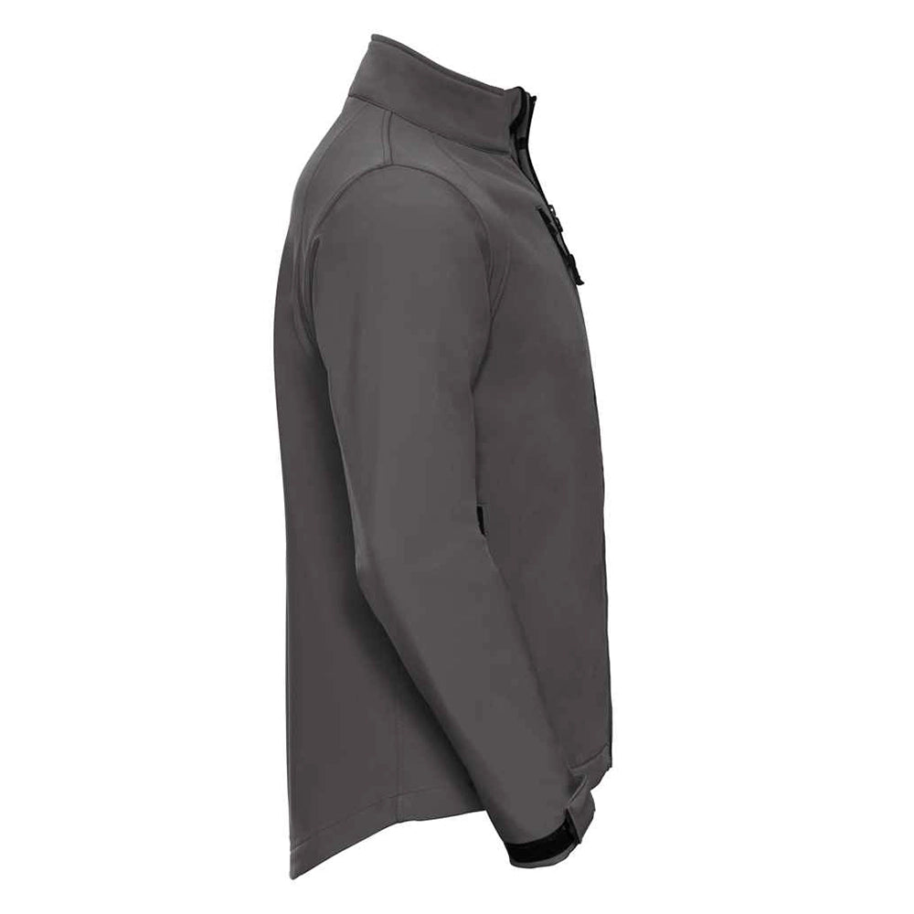 A side view of a titanium Russell Soft Shell Jacket