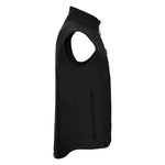 Side view of a black Russell Soft Shell Gilet