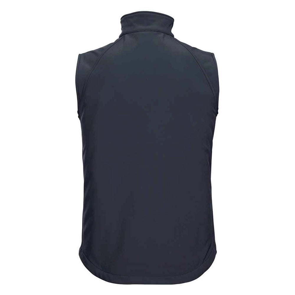 A back of a French Navy Russell Soft Shell Gilet