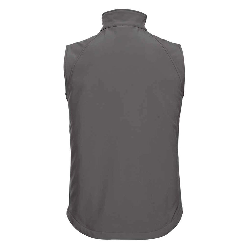 Side view of titanium Russell Soft Shell Gilet