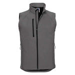 Front view of titanium Russell Soft Shell Gilet