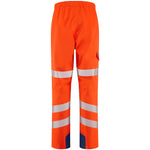 Rear view of Lundy Leo Waterproof Overtrousers in orange