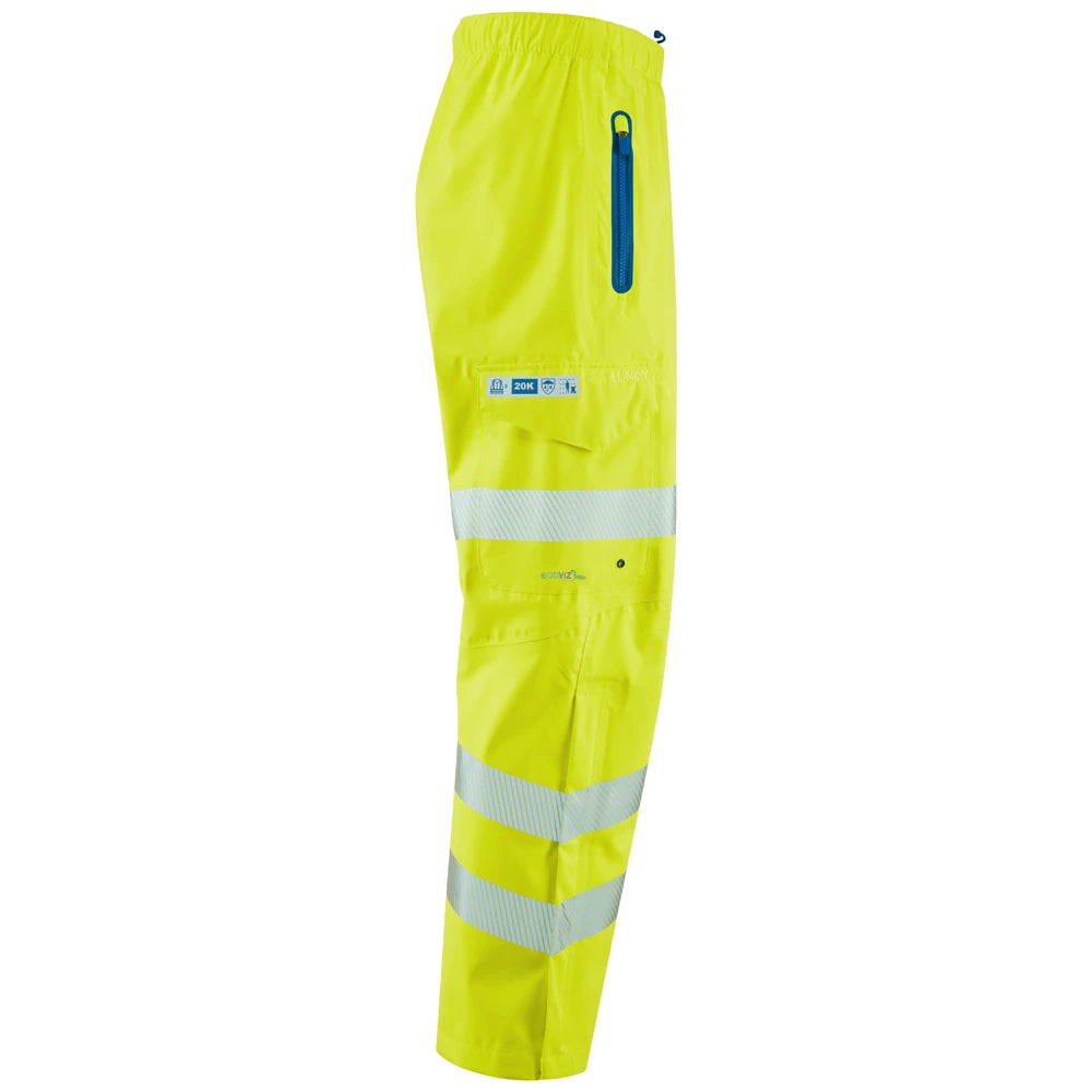 Right view of Lundy Leo Waterproof Overtrousers in Yellow