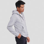 side view of model wearing Authentic Zip Hooded Sweatshirt