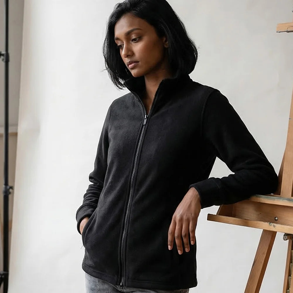 Model wearing the Orn Ladies Albatross Fleece 3260 in Black