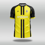 Yellow and black football shirt with 'SPONSOR' text on a gray background