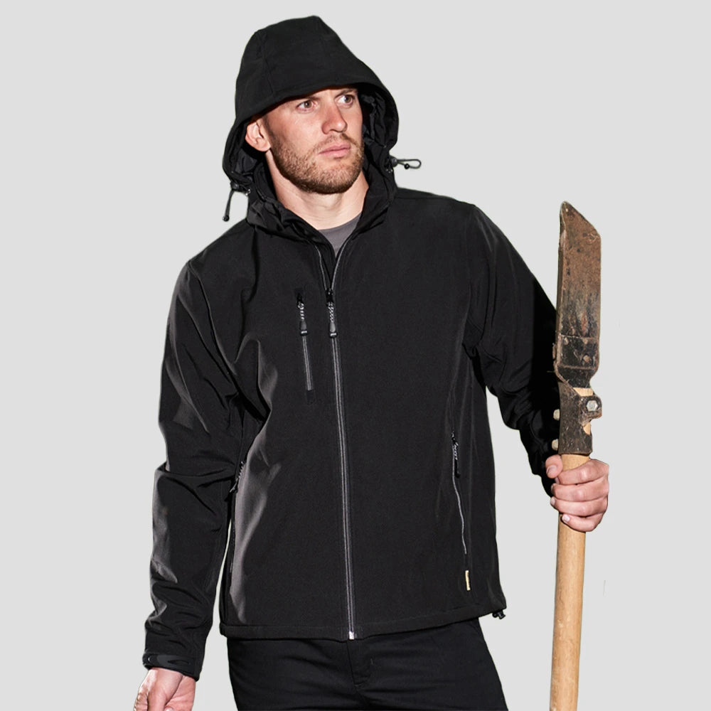Model wearing the 4100 Orn Gannet EarthPro® Softshell in Black