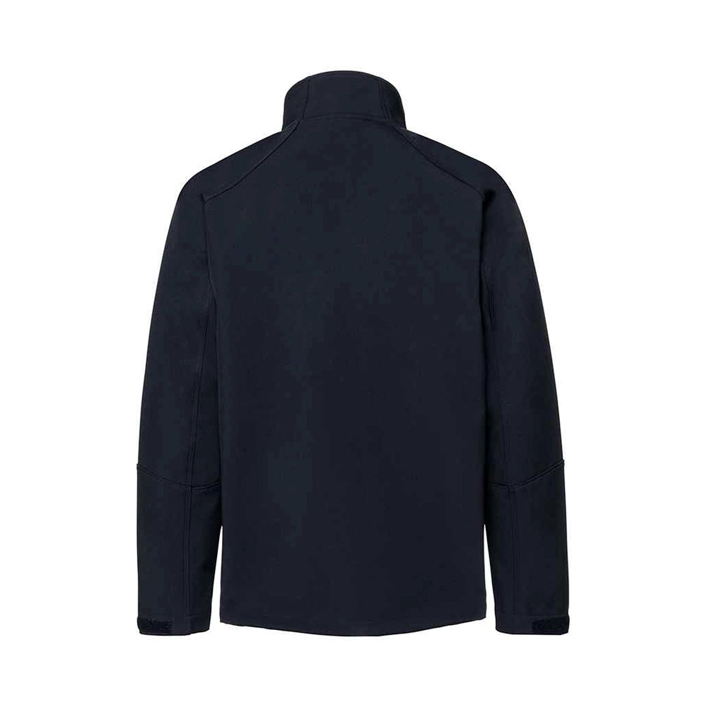A Back view of a Navy Russell Bionic Soft Shell Jacket
