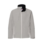 A front view of a stone Russell Bionic Soft Shell Jacket