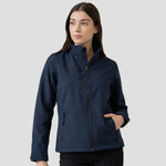 Model wearing the Orn Ladies Tern Softshell 4260 in Navy