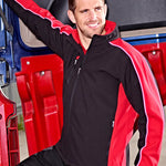 Model wearing the Orn Avocet Softhsell 4288 in Black / Red