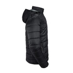 Side view of a Russell Hooded Nano Padded Jacket in black