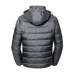 Back view of a Russell Hooded Nano Padded Jacket in Iron