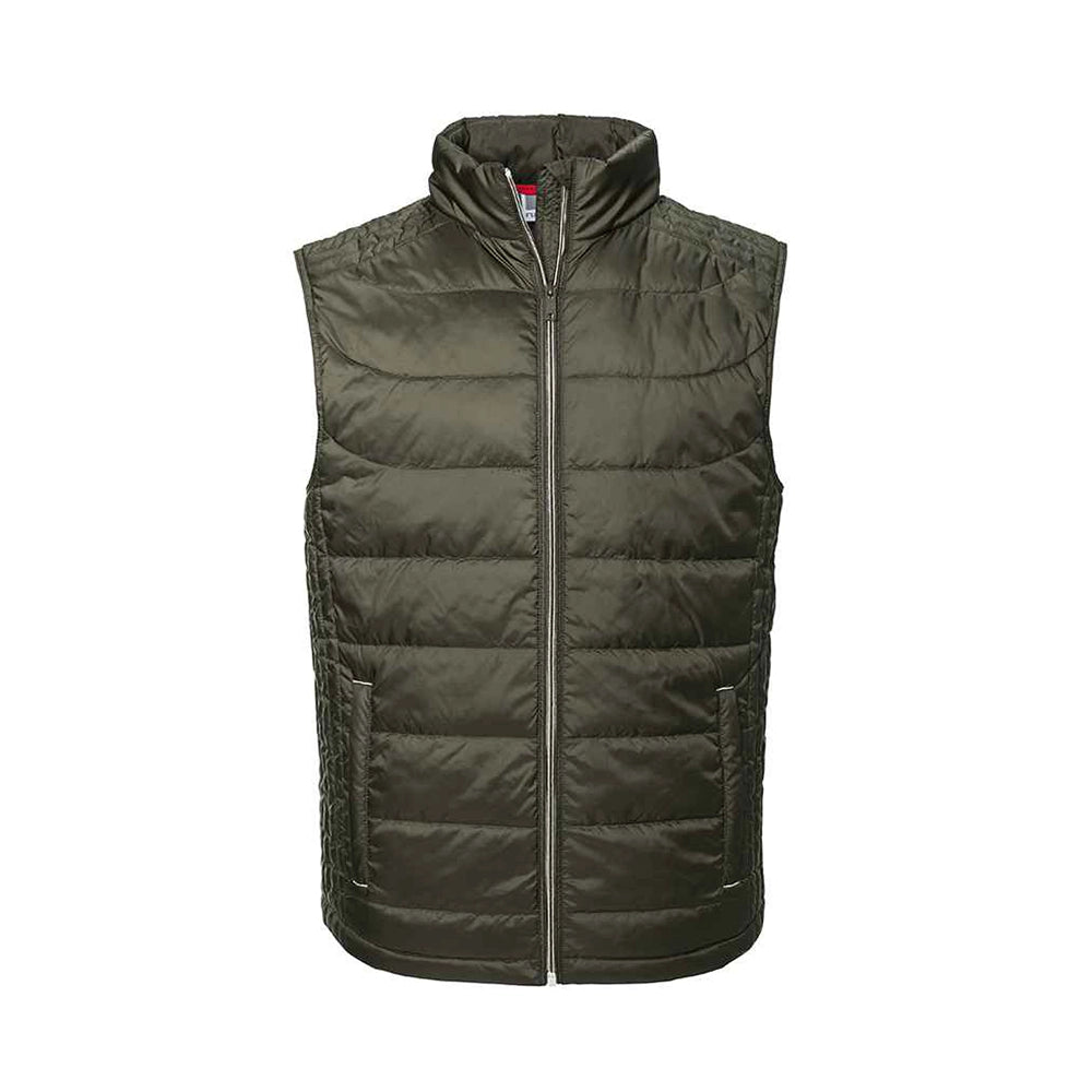 Front view of a Russell Nano Padded Bodywarmer 441M in dark olive
