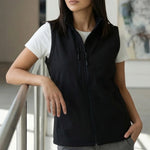 Model wearing the Orn Lapwing Softshell Gilet in Black