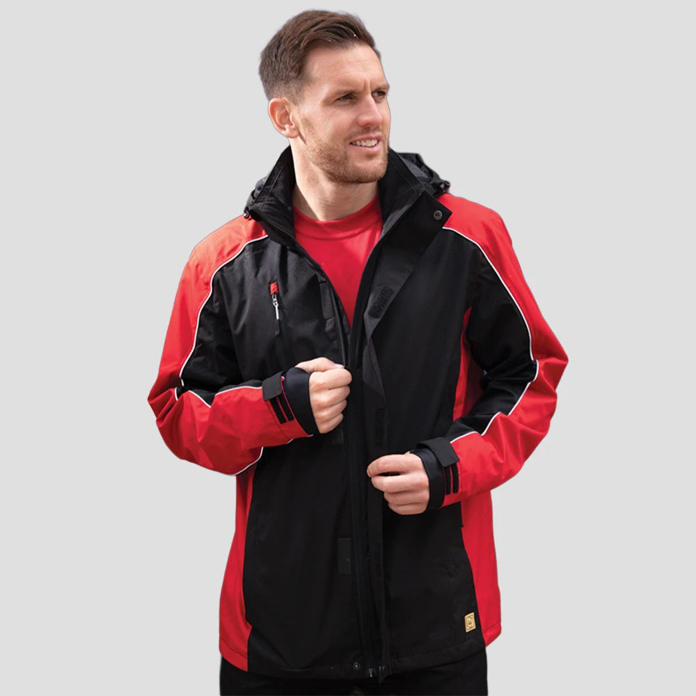 Model wearing the Orn Avocet EarthPro® Jacket 4688 in Black / Red